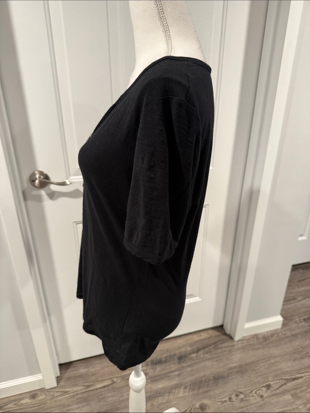 Nation LTD Demi Henley Top Size M Black Elbow Sleeve - Picture 3 of 11